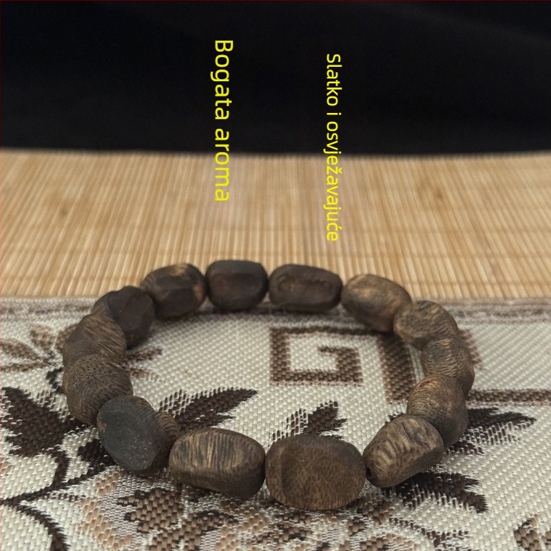 Prirodna narukvica od zelenog agarwood drveta, unisex, jednoslojna nit, autentičan proizvod