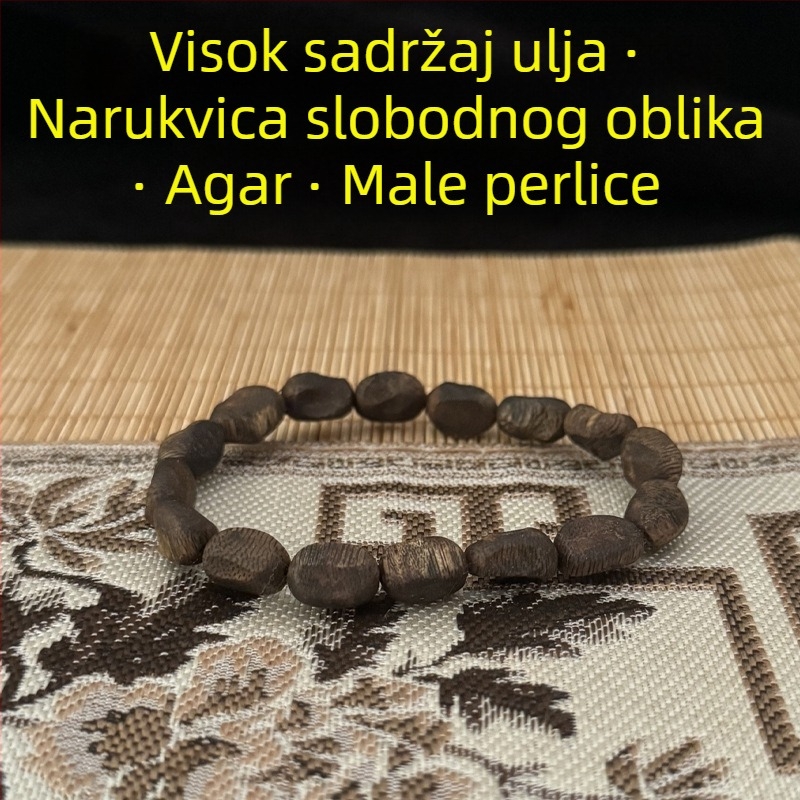 Prirodna narukvica od zelenog agarwood drveta, unisex, jednoslojna nit, autentičan proizvod