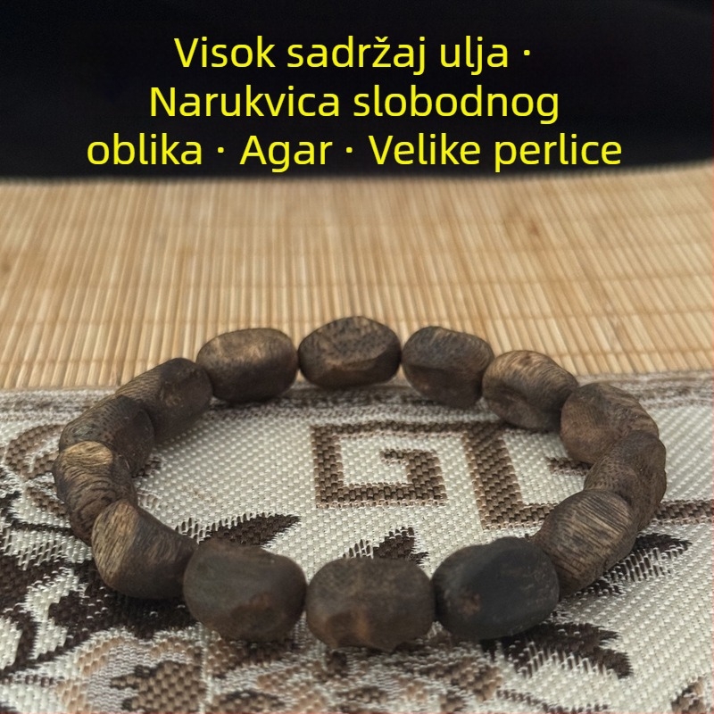 Prirodna narukvica od zelenog agarwood drveta, unisex, jednoslojna nit, autentičan proizvod