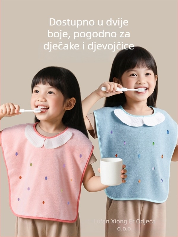 Dječja pregača od Coral fleece za pranje zuba i čišćenje lica, pamuk u sastavu, unisex, 3–8 godina, Sigurnosna klasa A