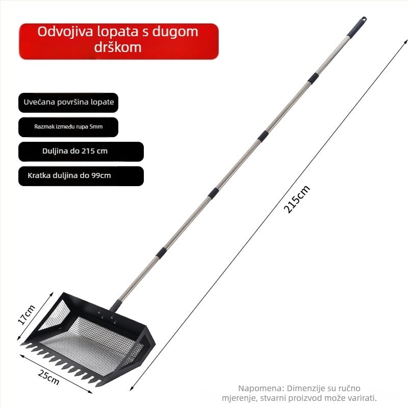 Metalna lopata za čišćenje kokošinjca, višestruko funkcionalna za velike životinje i piliće, marka Bente.