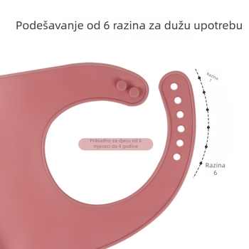 Silikonska baveta za bebe – materijal: silikon, vodootporna i otporna na prljavštinu, za bebe i djecu od 1 do 3 godine.