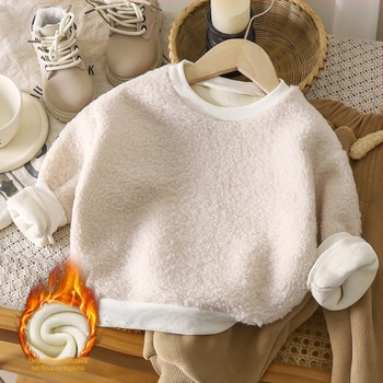 Dječja flis podstavljena majica s dugim rukavima, unisex, okrugli ovratnik, zimska