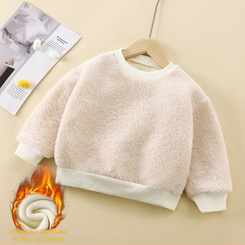 Dječja flis podstavljena majica s dugim rukavima, unisex, okrugli ovratnik, zimska