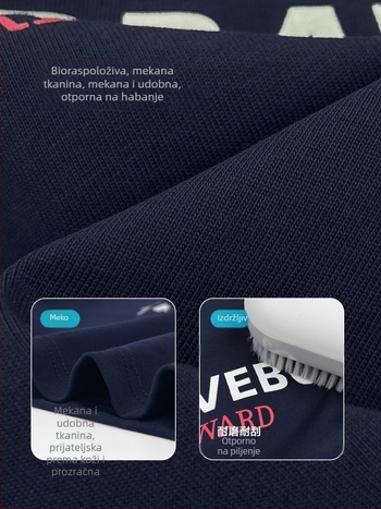 Dječji pamučni dugi rukav T‑shirt za dječake, 100% pamuk, okrugli izrez, otisak slovima