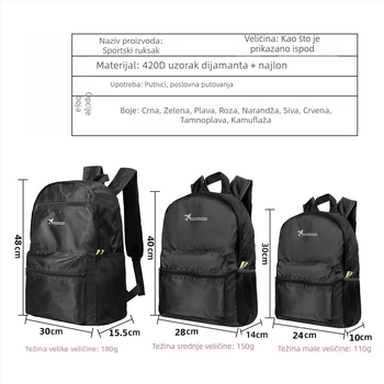 Putni ranac — vodootporan, proširiv, skladištiv (Oxford tkanina, vanjski sportovi, unisex)