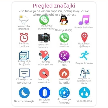 Android-kompatibilna pametna narukvica s brojanjem koraka, praćenje otkucaja srca, praćenje sna, detekcija zasićenja kisikom u krvi, Bluetooth do 10 m