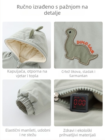 Muška quilted jakna za zimu 2025, debeli dizajn punila, crtani uzorak, zatvarač, fiksna kapuljača