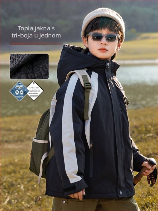 Beibei Baodi dječja jakna s perjem patke, kapuljača, odvojiva, vodootporna 5000mm, prozračnost 5000mm