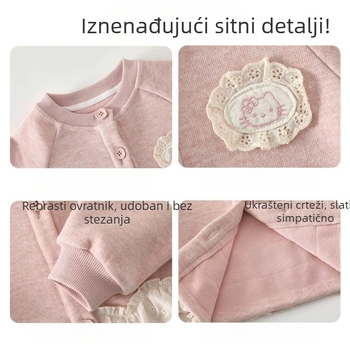 Dječji kaput za djevojčice, korejski stil, jesen, dugi rukavi, kopčanje u jedan red, bez pojasa, pamuk