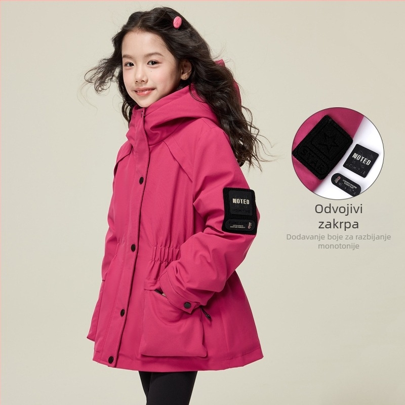 Princess Yuanyuan Dječja zimska softshell jakna, planinski stil, kapuljača, zip, vanjski poliester s podstavom od poliesteru
