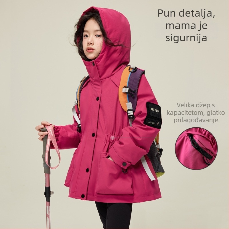 Princess Yuanyuan Dječja zimska softshell jakna, planinski stil, kapuljača, zip, vanjski poliester s podstavom od poliesteru