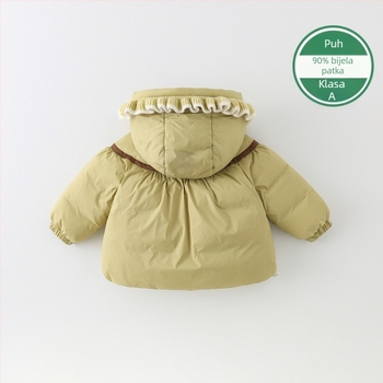 Dječja jakna s punom od pačjih pera, kapuljačom, flis podlogom, debela zimska jakna.