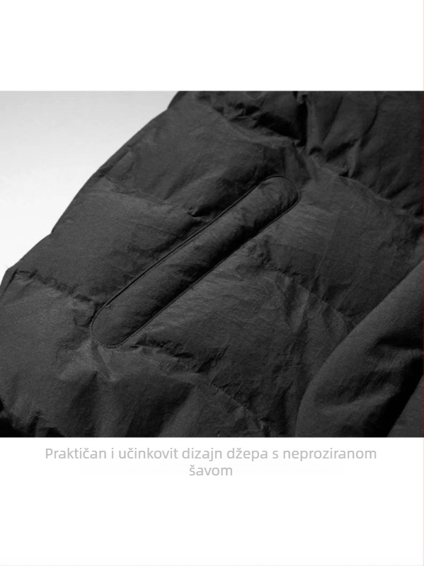 Muška vesta s perju, stojeći ovratnik, zip, 135 g bijelog pačjeg perja, poliester materijal