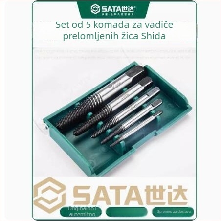 5-dijelni set alata za demontažu za lomljene vijake s grubim i finim zubima, krom-vanadijska čelična