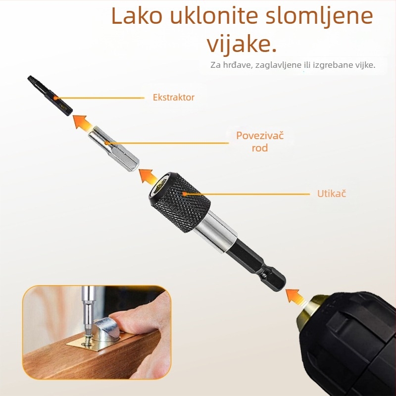 Set ekstraktora vijaka za slomljene i oštećene navoje, 22 komada, čelik visoke brzine, Chuangxiang Tools, za kućnu upotrebu