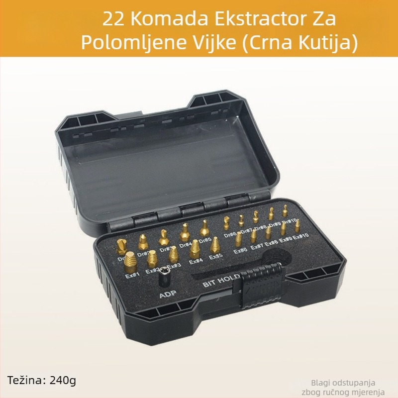 Set ekstraktora vijaka za slomljene i oštećene navoje, 22 komada, čelik visoke brzine, Chuangxiang Tools, za kućnu upotrebu