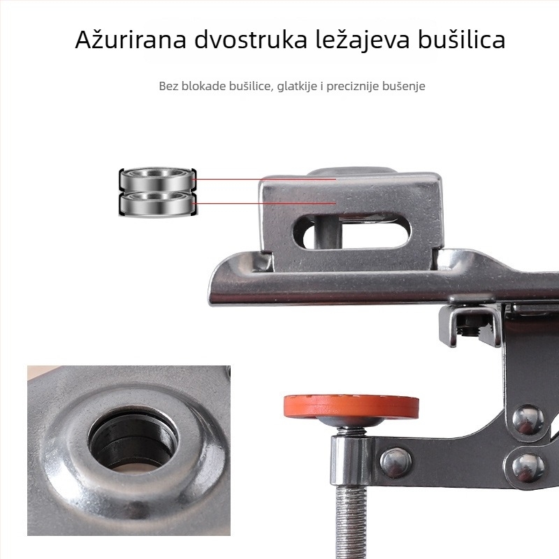 Ruitool nehrđajući čelik – locator otvora za šarke, podesiva udaljenost od ruba, brzo stezanje, alat za bušenje šarki drvenih ormara