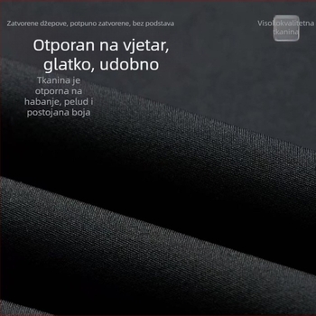 Muška windbreaker jakna s odvojivom kapulom, stojeći ovratnik, zatvarač, srednja duljina, poliester tkanina