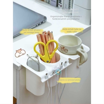 Držač za čašu i organizator za rub stola – plastik, montaža bez bušenja, novi kineski stil