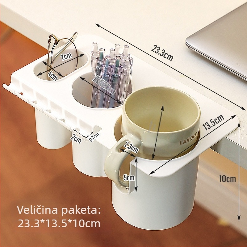 Držač za čašu i organizator za rub stola – plastik, montaža bez bušenja, novi kineski stil