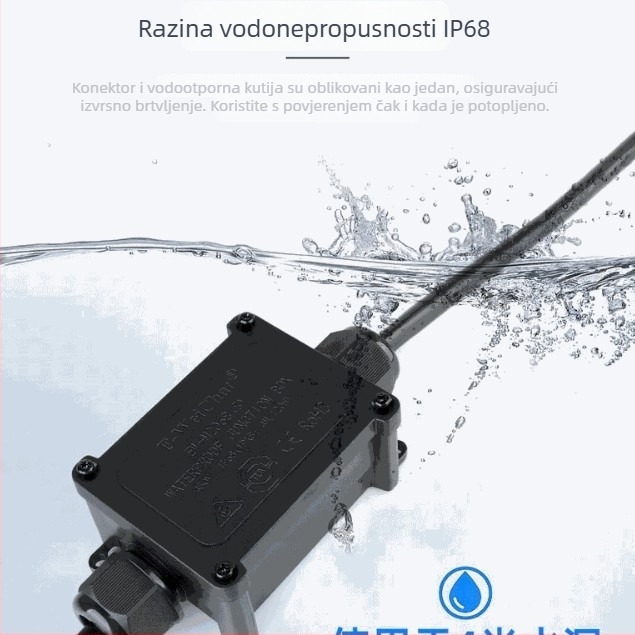 E-WeiChat IP68 vodootporna kutija za kabelske spojeve - plastična, 1 ulaz / 1 izlaz, za vanjsku rasvjetu (Kod Ew-2068s25730)