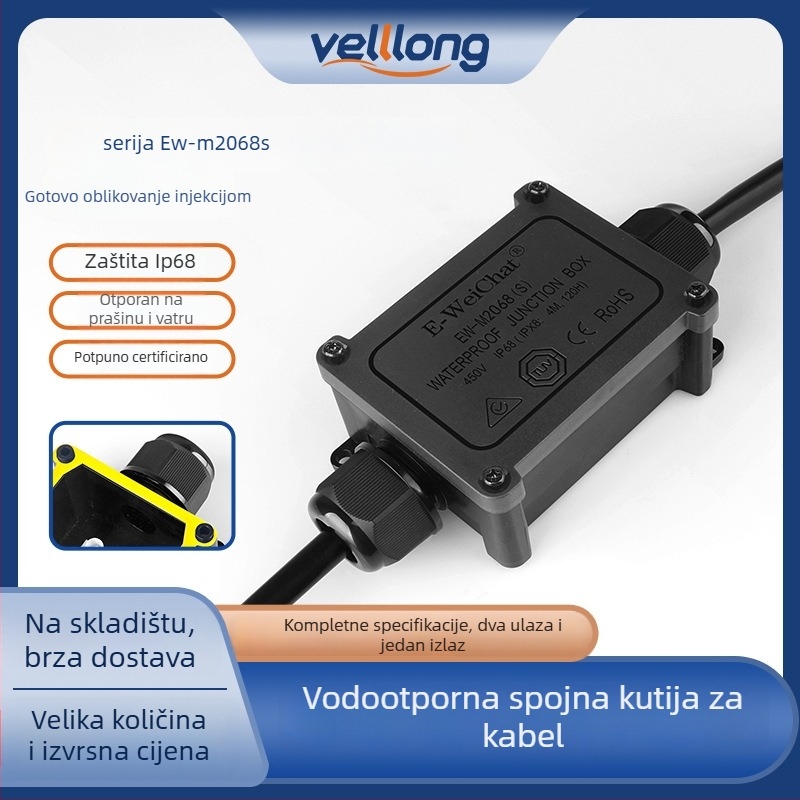 E-WeiChat IP68 vodootporna kutija za kabelske spojeve - plastična, 1 ulaz / 1 izlaz, za vanjsku rasvjetu (Kod Ew-2068s25730)