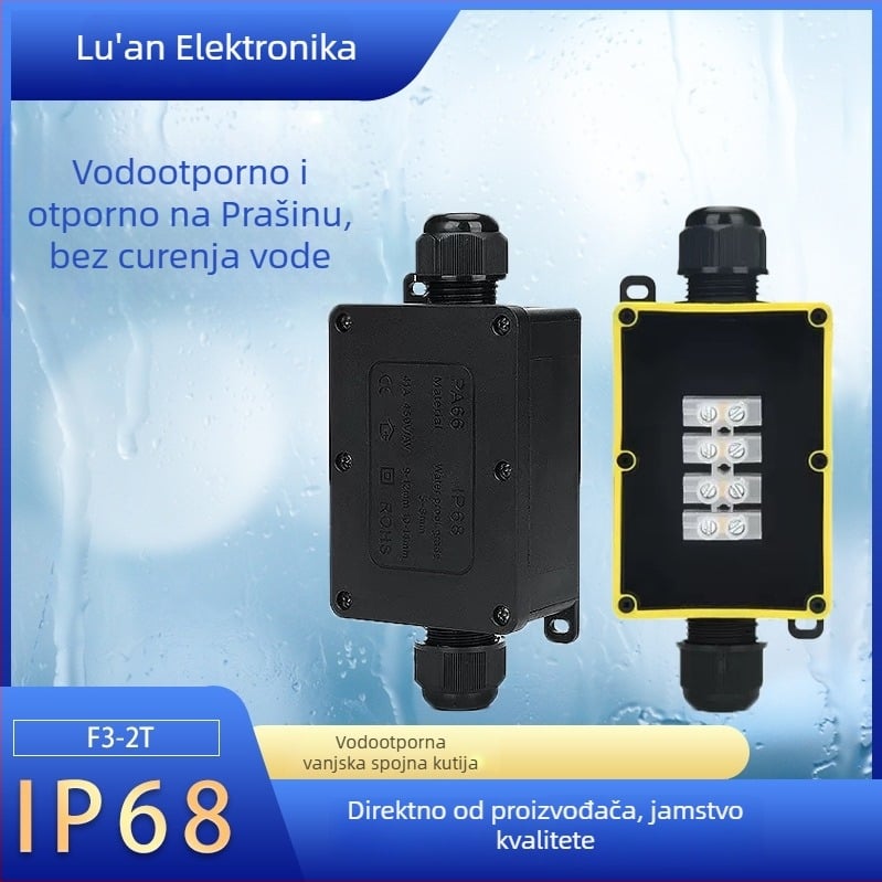 Dvostruka električna terminalna kutija, plastična, IP66, zaštita od prskanja vode, vanjska rasvjeta stadiona