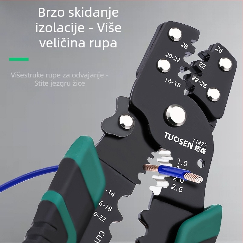 Topson antistatične kliješta za skidanje izolacije i krimpanje žica, 253 g