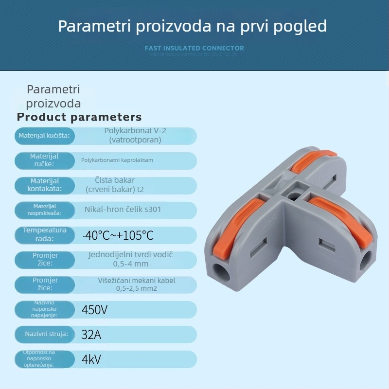 TL-112 Brzi priključni terminal, 1 ulaz, 2 izlaza, T-tip