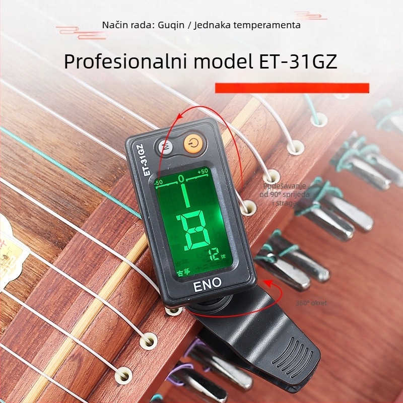 Guzheng tuner – Model ET18GZ, Brend: Eno, Materijal: Plastika, Namijenjeno glazbenom instrumentu, Elektronički tuner