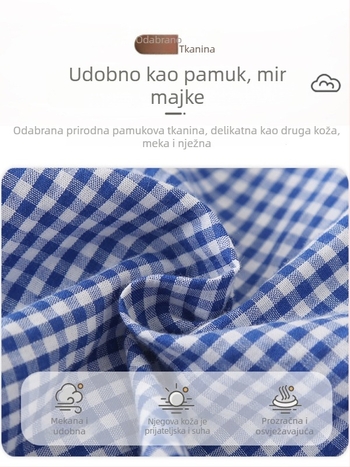 Dječja karirana košulja s izvezenim medvjedom i ovratnikom Peter Pan, 100% pamuk, dugi rukavi