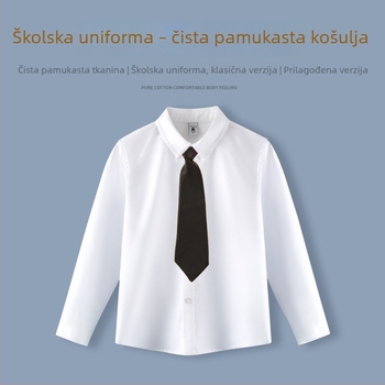 Dječja košulja za školsku uniformu, stil koledža (duga rukava, ovratnik s reverom, 100% pamuk)