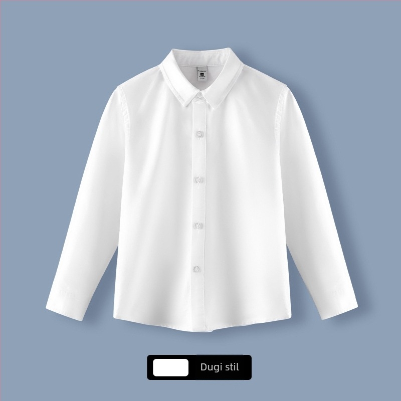 Dječja košulja za školsku uniformu, stil koledža (duga rukava, ovratnik s reverom, 100% pamuk)