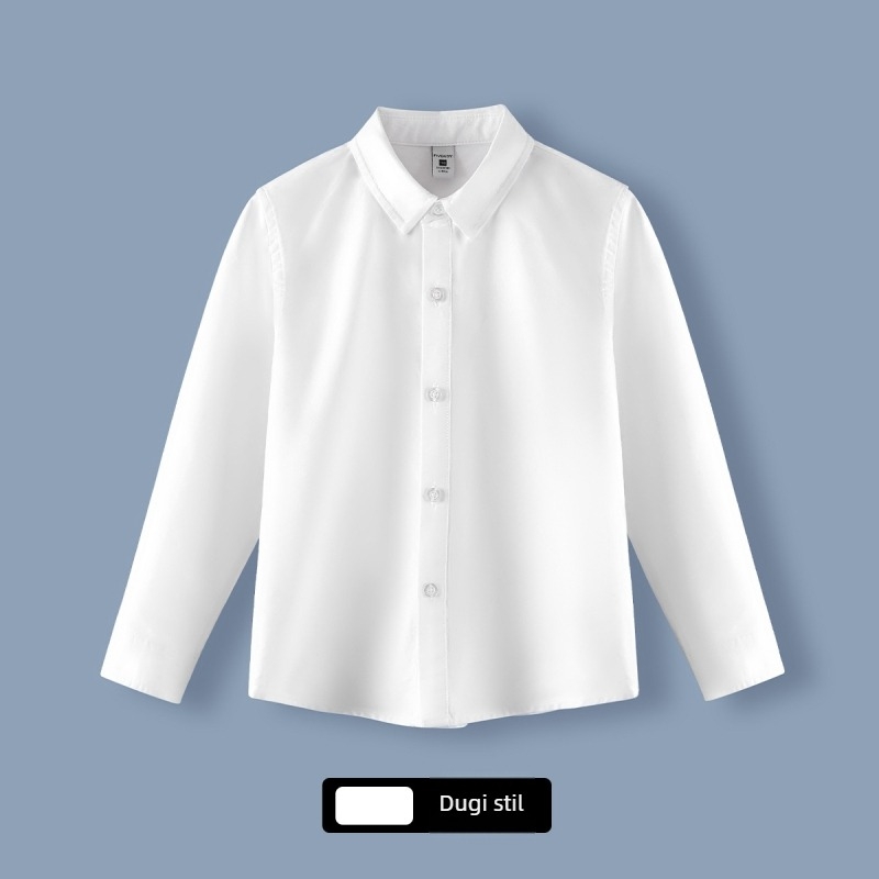 Dječja košulja za školsku uniformu, stil koledža (duga rukava, ovratnik s reverom, 100% pamuk)