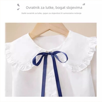 Bijela dječja košulja za djevojčice s dugim rukavima, 100% pamuk, za proljeće i jesen, za djecu iznad 140 cm (8+ godina)