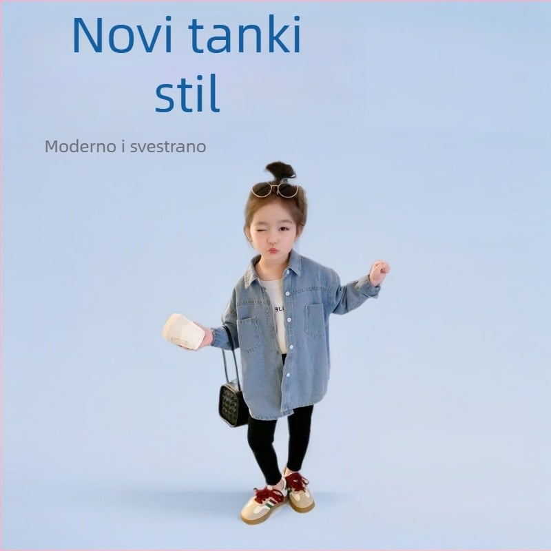 Dječja džins jakna za djevojčice, korejski stil, proljeće i jesen, jednostruko kopčanje, UV zaštita, podstava 100%