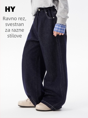 Dječje traperice u korejskom stilu, srednji pojas, 98% pamuk, 2% poliester, enzimsko pranje, jednobojne