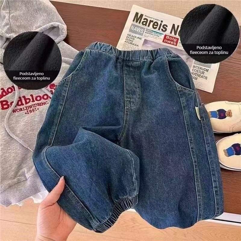 Dječje hlače, korejskog stila, Cowboy tkanina 65% poliester, srednjeg porasta struka, unisex, za djecu 3–8 godina (100–140 cm)