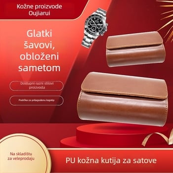 Dvostruka kutija za satove od PU kože s dvije pretince za kartice – pakiranje OPP + pladanj, poklon/ukrasno pakiranje