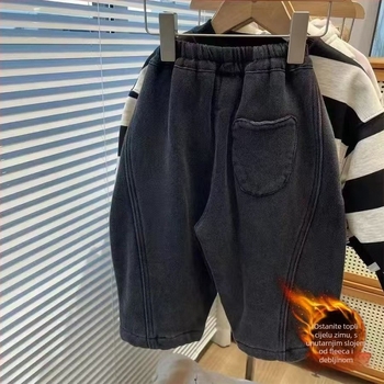 Dječje traperice, korejskog stila, elastični pojas u struku, podstavljene flisom, debele za zimu, unisex