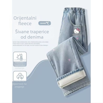 Hlače za djecu za djevojčice zimske, quiltani materijal, krzno zeca 50–70%, ležerni stil