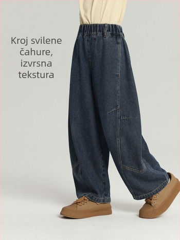 Pudding Haru dječje traperice, jesen 2025, komotno krojene retro traperice za djevojčice