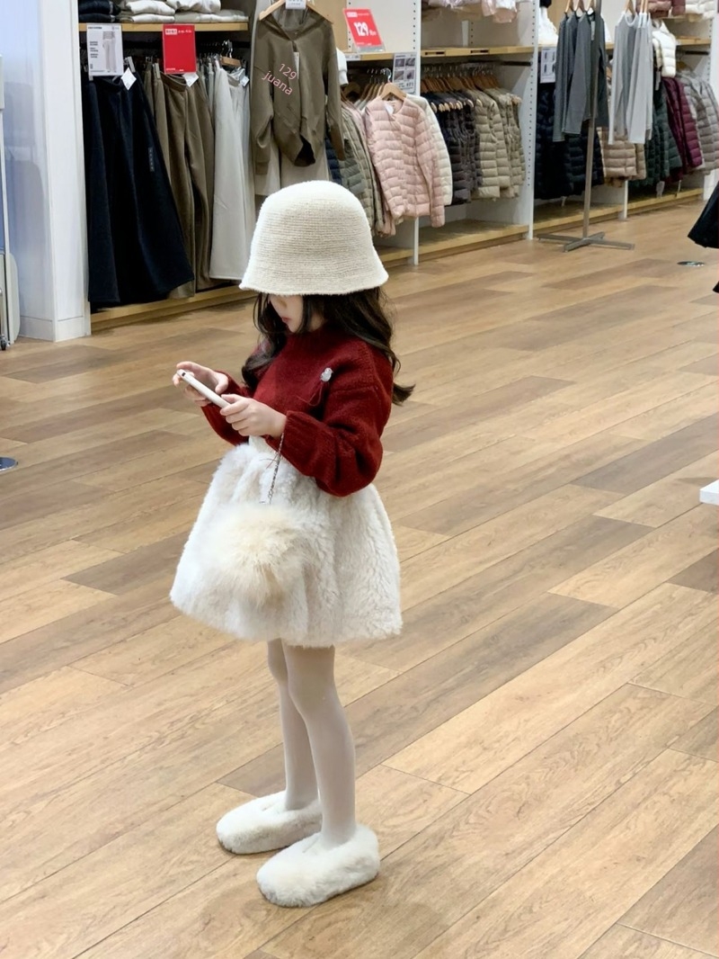 Dječja plisirana suknja u korejskom stilu, 100% pamuk, zima 2024