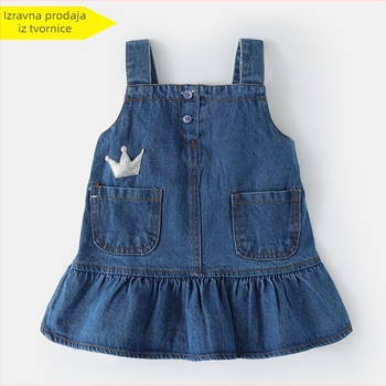Dječja denim suknja s naramenicama u A-liniji za djevojčice - 60% pamuk - za dob 1–3 godina