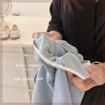 Dječja ljetna haljina s trakama za djevojčice, bez rukava, A-linija silueta, jednobojna poliester tkanina, za uzrast 3–8 godina