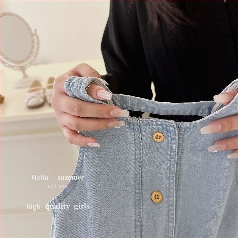 Dječja ljetna haljina s trakama za djevojčice, bez rukava, A-linija silueta, jednobojna poliester tkanina, za uzrast 3–8 godina