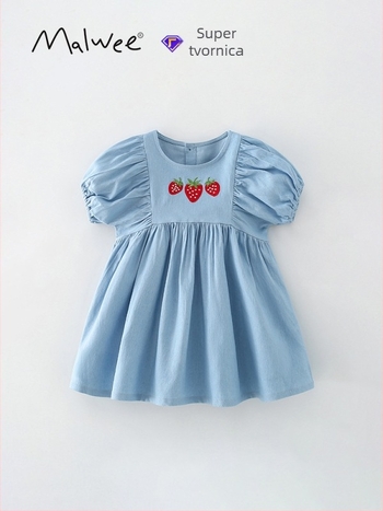 Dječja suknja u stilu princeze, pamuk, kratkim rukavima, ljeto, za uzrast 3–8 godina