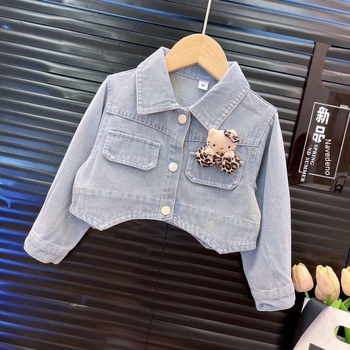 Dvodjelni set odjeće za djevojčice s džin jaknom, stil princeze, smjesa poliestera 80%, dugi rukav, uzrast 3-8 godina