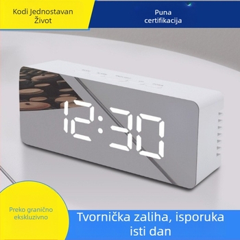 LED digitalni budilnik, ogledalo, stolni, minimalistički INS stil, s termometrom, za djecu i studente